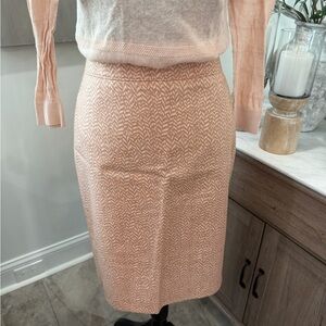 NWT LOFT Pink Patterned Cotton Knit Pencil Skirt